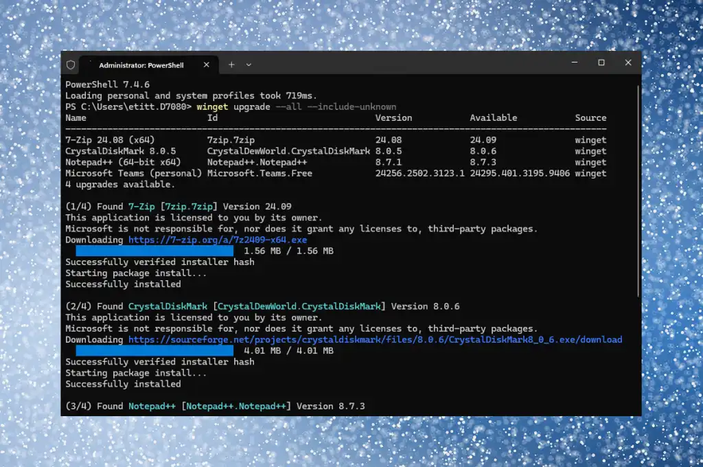 (Although I’ve followed Microsoft’s lead in labeling this command “WinGet,” the command line doesn’t care about capitalization.) As you can see in Figure 1, the output from this command shows the running version of Windows Package Manager, along with the OS Build number, system architecture, Microsoft.DesktopAppInstaller version, and symbol values for WinGet directories, links, and Admin Settings.