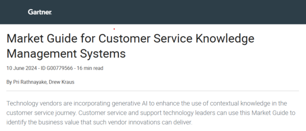 Gartner Market Guide for Customer Service Knowledge Management Systems ...